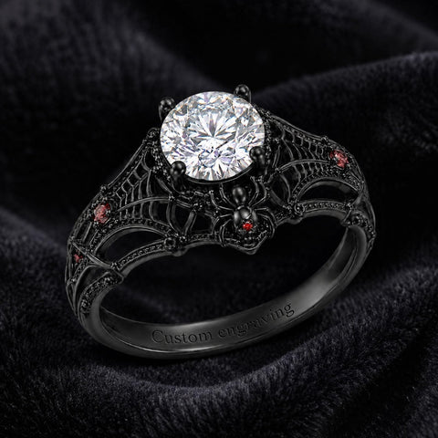 Sterling Silver 10K 14K 18K Gold Custom Engraved Moissanite Engagement Wedding Ring