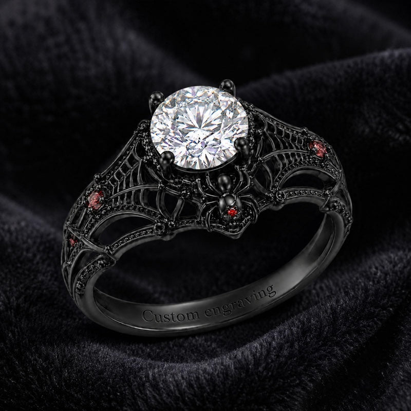 Sterling Silver 10K 14K 18K Gold Custom Engraved Moissanite Engagement Wedding Ring
