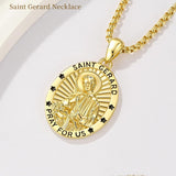 Patron Saint Medals Protection  14K Gold Plated Necklace for Men