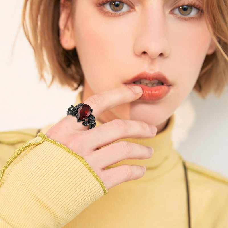 Sterling Silver Personalized Birthstone Punk Skull Bat Snake Ring Goth Jewelry for Halloween Birthday