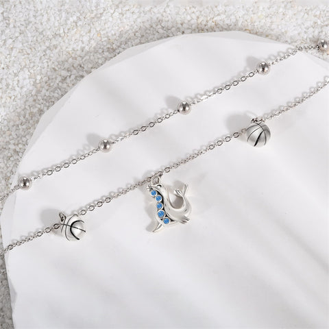 Sterling Silver Multi-layered Animal Anklet