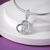 Sterling Silver Cubic Zircon Sister Couple Bead Charms with  Engraved