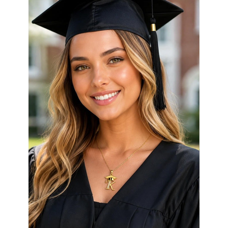 Initial  Graduation 14K Gold Plated Inspiring Grad Pendant Necklace Graduations Jewelry Gifts