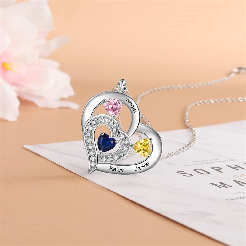 Sterling Silver Personalized Name Birthstone Mothers Necklace for Women