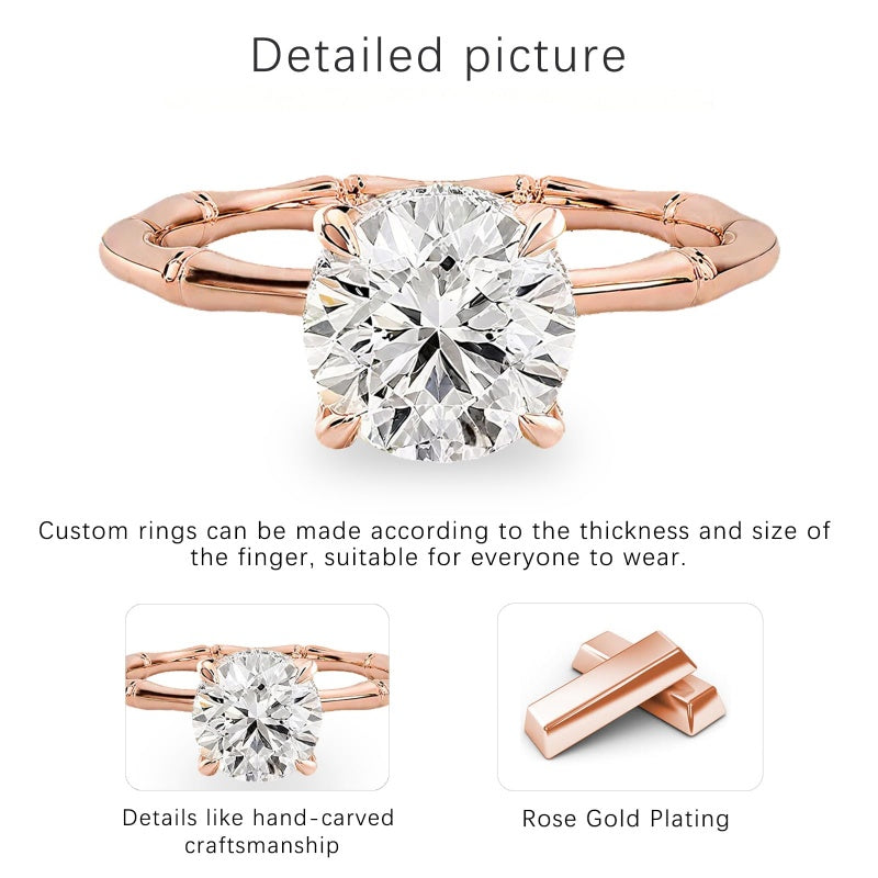Sterling Silver 10K 14K 18K Gold Personalized Engraved 1-3 Carat Round Moissanite   Anniversary  Engagement Ring