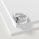 Sterling Silver Pear Oval Kite Heart Hexagon Emerald Coffin Cut Gemstone Engagement Promise Ring Set