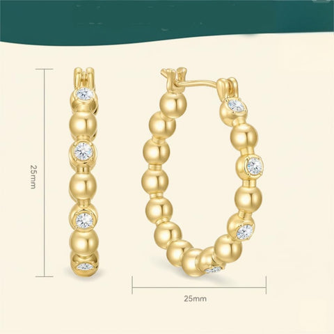 14K Gold Plated Round Cubic Zirconia Hoop Earrings for Women