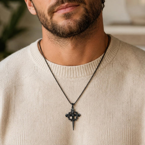 Crown of Thorns Religious Nail Cross Pendant Necklace