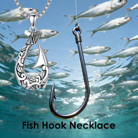 Sterling Silver Deer Bass Fish Wild Duck Fish Hook Pendant Necklace Hunting Jewelry Gifts for Men