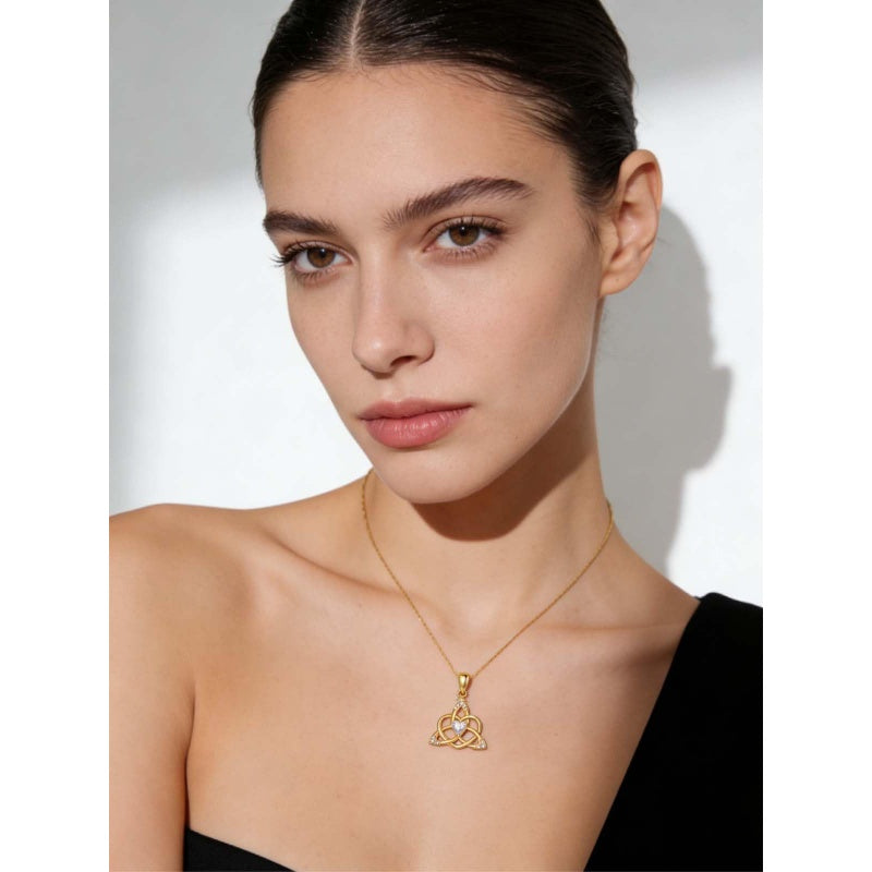 14K Gold Plated Celtic Knot Pendant Necklace Irish Jewelry Gift for Her