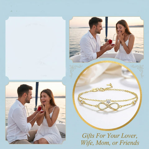 14K Gold Plated Birthstone Infinity Double-Layer Braceletfor Women