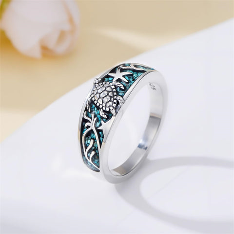 Sterling Silver Turquoise  Dragonfly Hummingbird Turtle Butterfly Mountain Celtic Knot Lotus Ring  Gifts for Women