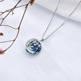 Sterling Silver Crystal Heart Birthstone Moon Star Pendant Necklace