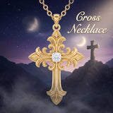 10K 14K 18K Gold Cross Pendant Necklace Religious Jewelry Gifts for Men and Women