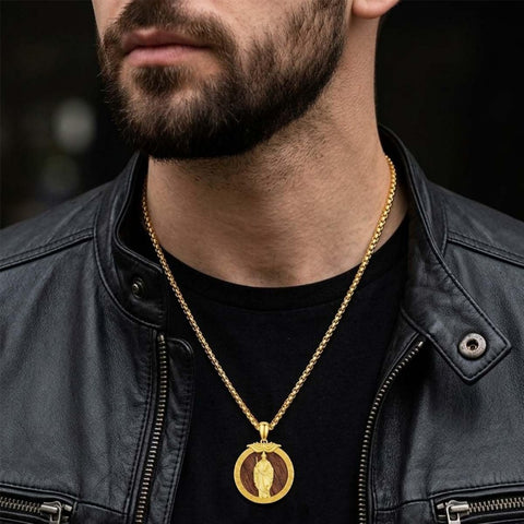 Christian Religious Medal Amulet 14K Gold Plated Pendant  Necklace