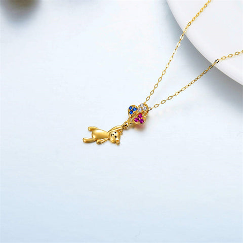 14K Yellow Gold Bear Pendant Necklace