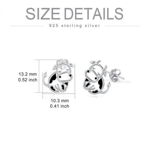 Sterling Silver Cow Stud Earrings