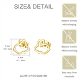 14K Gold Rabbit Stud Earrings