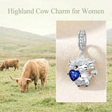 Sterling Silver 12 Month Birthstone Highland Cow Charm Beads