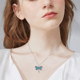 925 Sterling Silver Turquoise Dragonfly Pendant Necklace