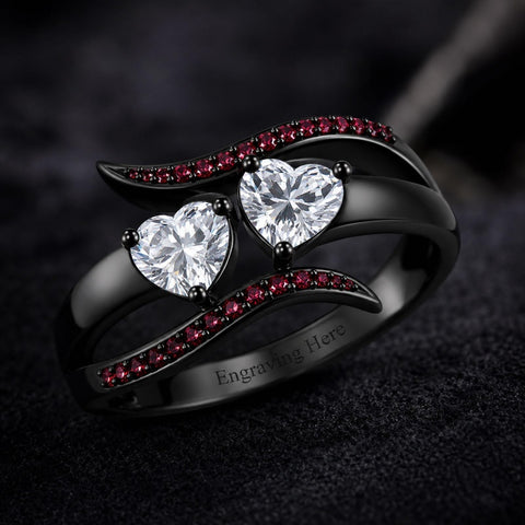 Sterling Silver 10K 14K 18K Gold Custom Engraved  Moissanite Gothic Ring for Women Halloween Gift