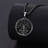 Sterling Silver Jerusalem Tree of Life Cross Religious Pendant Necklace