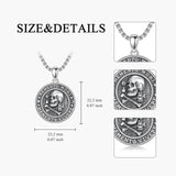 Sterling Silver Skull Hourglass Memento Mori Pendant Necklace