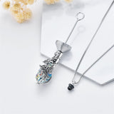 Sterling Silver Teardrop Crystal Butterfly Dragonfly Fox Hummingbird Phoenix Tree of Life Urn Necklaces for Ashes