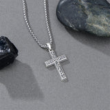 Sterling Silver Cross Christian Pendant Necklace for Men