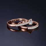 14K Gold Plated 1CT Cubic Zirconia  Wedding Eternity Band Engagement Ring Set for Women