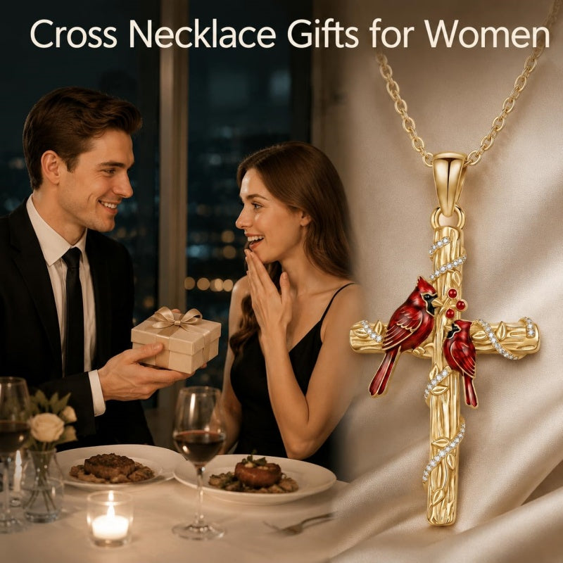 14K Gold Plated Cross Pendant Necklace Faith Jewelry Gift for Women