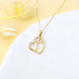 14K Gold Father Daughter Heart Pendant Necklace From Dad I Love You Forever