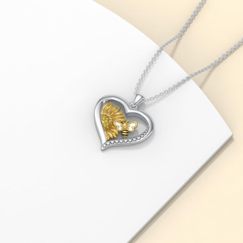 Sterling Silver Heart Bee Dragonfly Butterfly Hummingbird Sunflower Animal Pendant Necklace  Gifts for Christmas