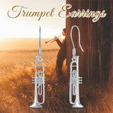 Sterling Silver Piano Drum Trumpet Music Dangle Earrings for Women