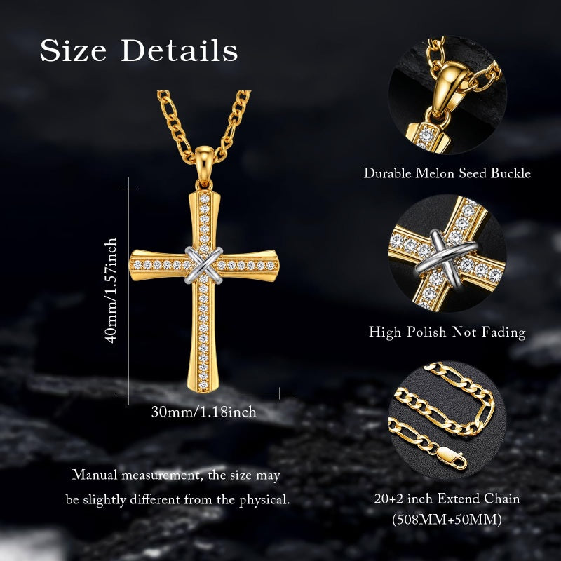 14K Gold  Plated Cross Necklace Simple Religious Jewelry Gift