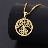 Sterling Silver Jerusalem Tree of Life Cross Religious Pendant Necklace