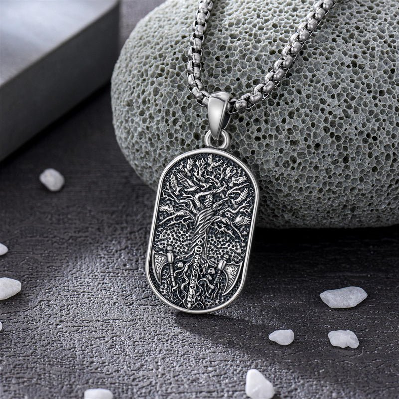Sterling Silver Memento Mori Tree of Life Anubis Pendant Viking Amulet   Protection Pendant Necklace Egyptian Jewelry