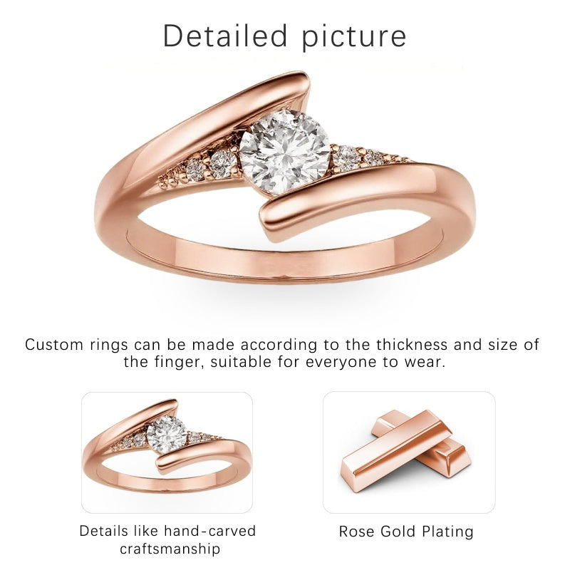 Sterling Silver 10K 14K 18K Gold Personalized Engraved 1-3 Carat Round Moissanite   Anniversary  Engagement Ring