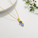 10 14 18K Gold Personalized Engraved &Double Heart Birthstone Pendant Necklace