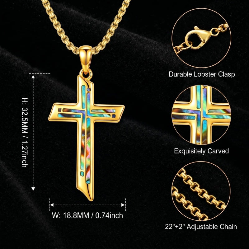 14K Gold Plated Cross Pendant Necklace Religious Confirmation Jewelry