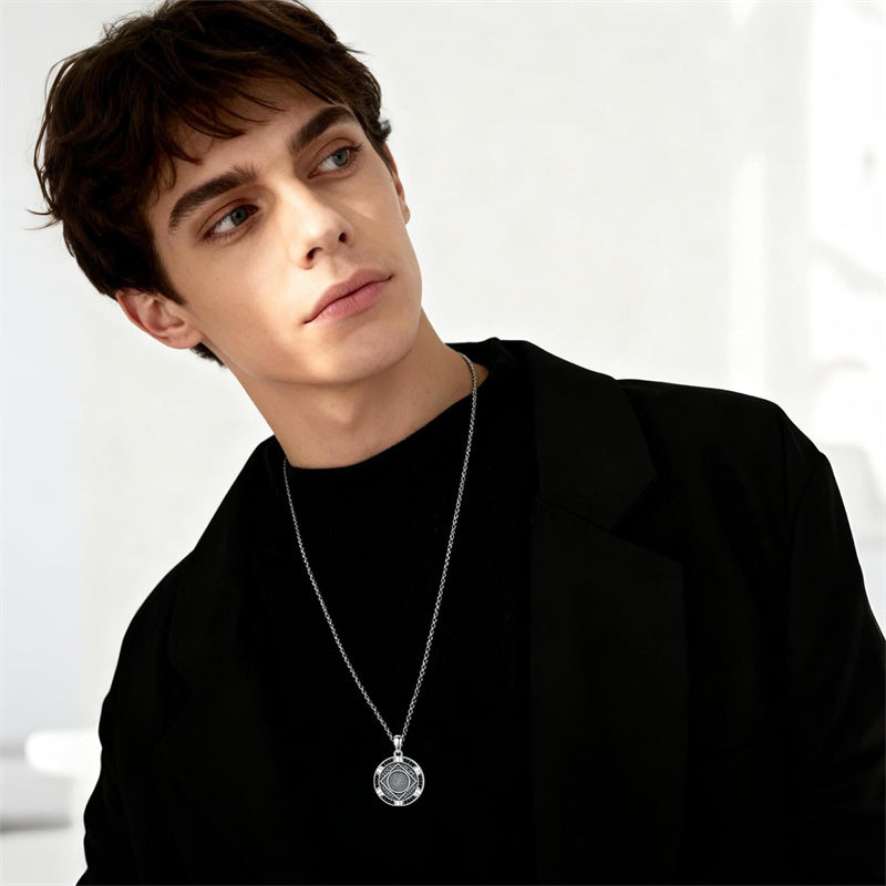 Sterling Silver AA Sobriety Alcoholics Anonymous  Pendant Necklace for Men