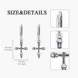 Cross Earrings 925  Silver Nail Cross Dangle Barbed Wire Huggie Hoop Earrings Religion Cross Jewelry Gifts for Men Women