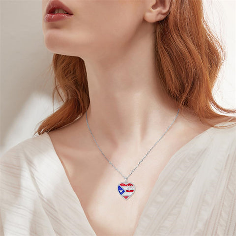 Sterling Silver Frog Flag Puerto Rico Pendant Necklace