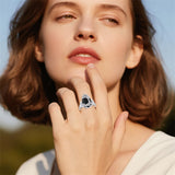 Sterling Silver Vintage Flower Rose Flower Tree Tree of Life Ring for Women