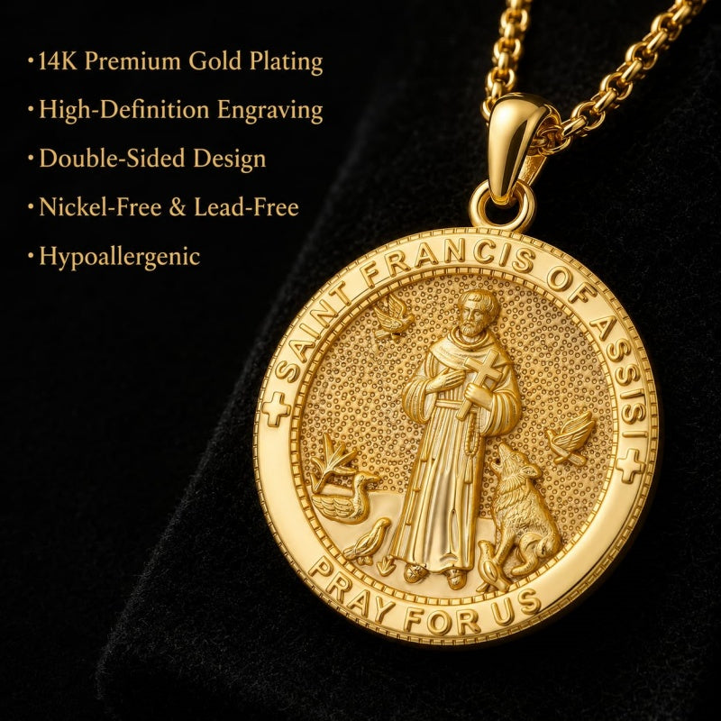 Patron Saint Medal Gold Plated Catholic Pendant Christian Religious Necklace Amulet Jewelry