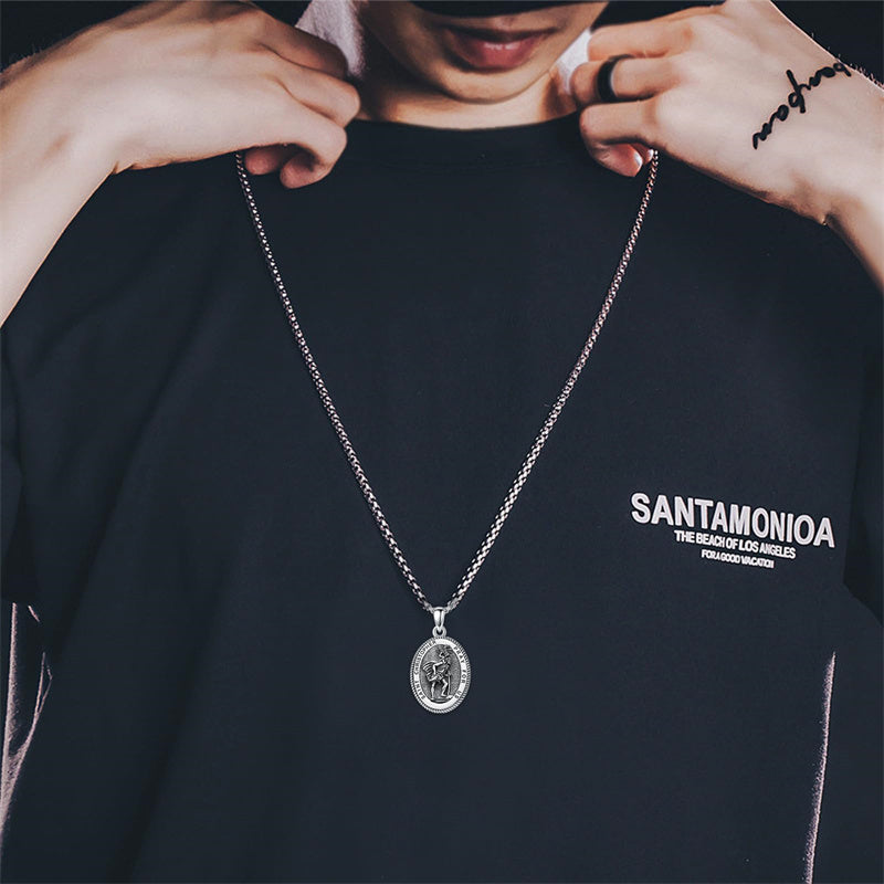 Sterling Silver Saint Joseph St Michael Saint Peter Saint Christopher Religious Pendant Necklace