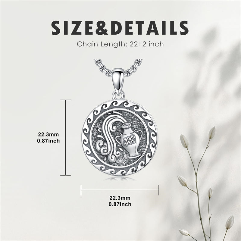 Sterling Silver 12 Zodiac Astrology Horoscope Pendant Necklace