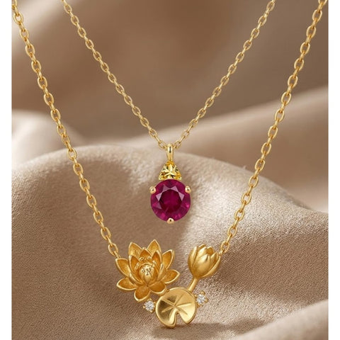 14K Gold Birthstone Birth Flower  Pendant Necklace Birthday Jewelry Gifts for Women