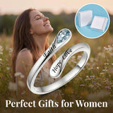 Sterling Silver I Am Enough God Is With Me Let Go Let God Faith Over Fear Faith Hope Love Just Breathe Open Ring