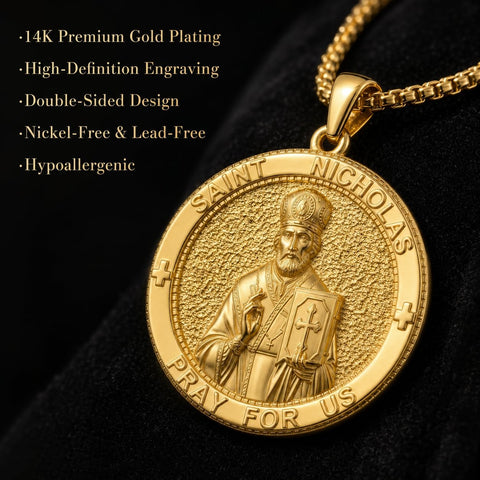 Patron Saint Medal Gold Plated Catholic Pendant Christian Religious Necklace Amulet Jewelry